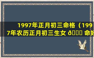 1997年正月初三命格（1997年农历正月初三生女 🐒 命好吗）